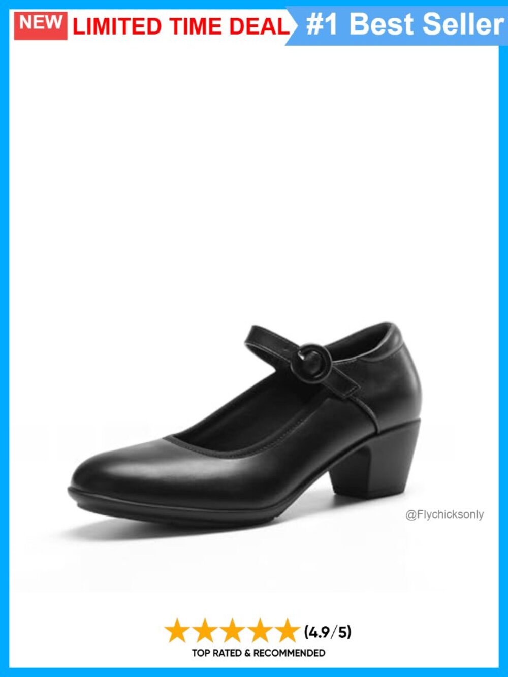 Mary Jane Low Chunky Dress Pumps Faux Leather Block Heel